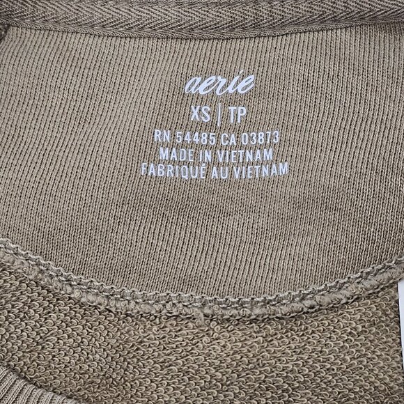 Aerie Women's Tan Terry Cloth Raglan Sleeve Distressed Sweatshirt Size XS NWT - Picture 10 of 16
